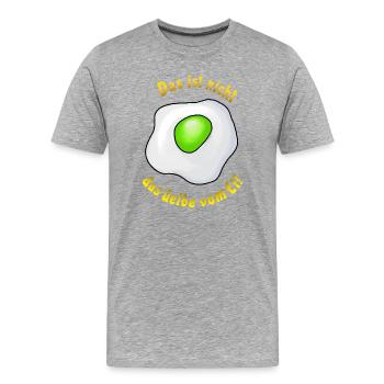 Das ist nicht das Gelbe vom Ei! - Wortwitz-Design - Männer Premium Bio T-Shirt - Grau meliert - Vorne - Damien (186cm)
