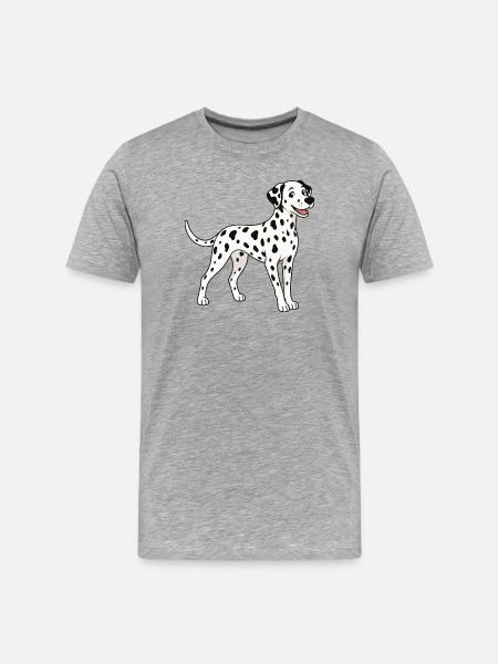 Cheerful cartoon image of a dalmatian. - Men's Premium Organic T-Shirt - heather grey