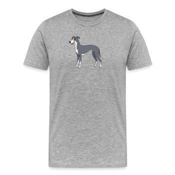 Dessin animé de chien gris avec accent blanc - T-shirt bio Premium Homme - gris chiné - Devant - Damien (186cm)