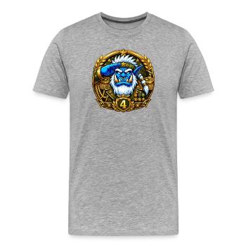 Abzeichen der Stufe 4 - Männer Premium Bio T-Shirt - Grau meliert - Vorne - Damien (186cm)