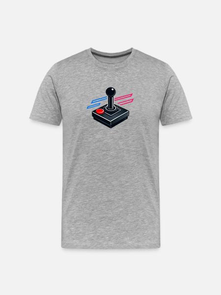 Retro Gaming Controller 80er Pixelart - Männer Premium Bio T-Shirt - Grau meliert