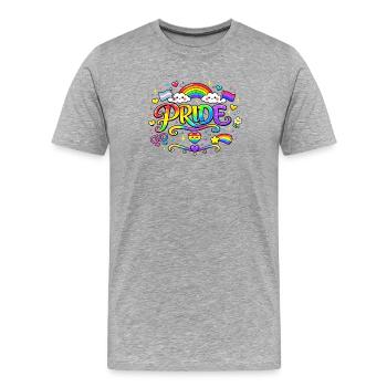 Orgueil L’amour est l’amour - T-shirt bio Premium Homme - gris chiné - Devant - Damien (186cm)