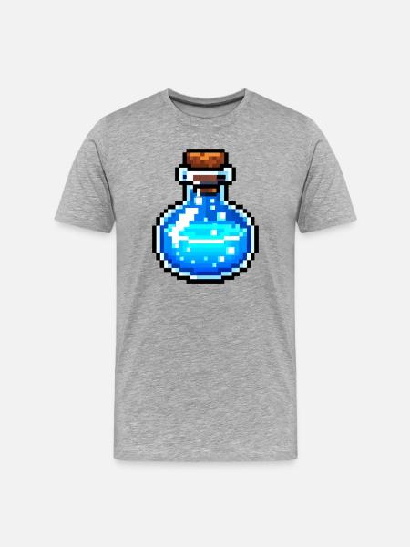 Retro Pixel Trank Gaming - Männer Premium Bio T-Shirt - Grau meliert