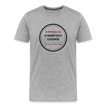 Stammtisch Legende – Offizielles Abzeichen - Männer Premium Bio T-Shirt - Grau meliert - Vorne - Damien (186cm)