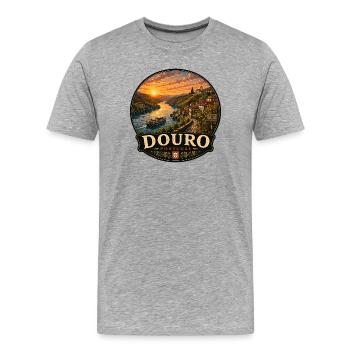 Douro Portugal Fluss Weinberge Altstadt Kanal - Männer Premium Bio T-Shirt - Grau meliert - Vorne - Damien (186cm)