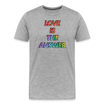 L’amour est la réponse arc-en-ciel : la fierté LGBT - T-shirt bio Premium Homme - gris chiné - Devant - Damien (186cm)