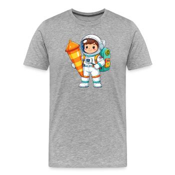 Astronaut with school cone for school enrollment – Kawaii - Men's Premium Organic T-Shirt - heather grey - Front - Damien (186cm)