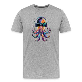 Pieuvre Pieuvre Pieuvre Calamar Mer Pieuvre mignonne - T-shirt bio Premium Homme - gris chiné - Devant - Damien (186cm)