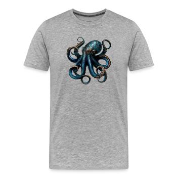 Pieuvre Pieuvre Pieuvre Calamar Mer Pieuvre mignonne - T-shirt bio Premium Homme - gris chiné - Devant - Damien (186cm)