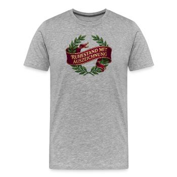 Ruhestand mit Auszeichnung – Klassischer Kranz - Männer Premium Bio T-Shirt - Grau meliert - Vorne - Damien (186cm)