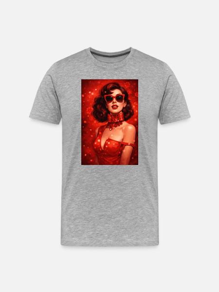 Crimson Pinup Red Satin Glam - Men's Premium Organic T-Shirt - heather grey