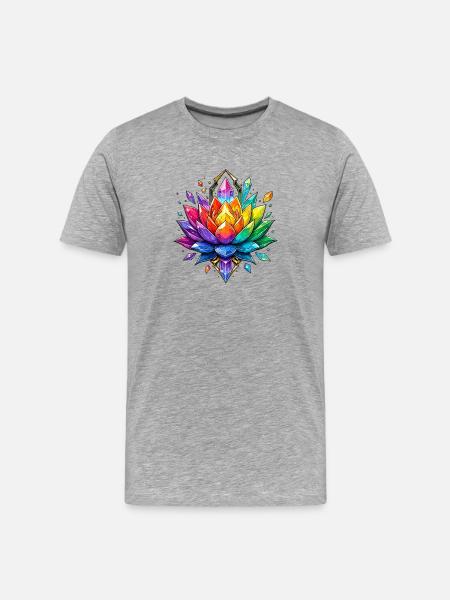 Luminous Crystal Lotus - Men's Premium Organic T-Shirt - heather grey