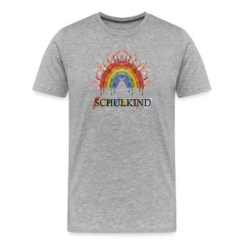 Schulkind Regenbogen  - Männer Premium Bio T-Shirt - Grau meliert - Vorne - Damien (186cm)