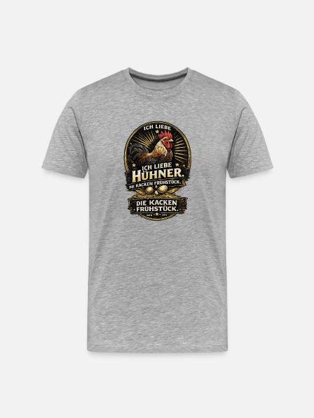 HühnerLiebe Frühstückswitz - Männer Premium Bio T-Shirt - Grau meliert
