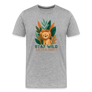 Cute Lion with Leaves Stay Wild Little One - Men's Premium Organic T-Shirt - heather grey - Front - Damien (186cm)
