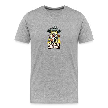 Kuh auf UFO-Abenteuer - Männer Premium Bio T-Shirt - Grau meliert - Vorne - Damien (186cm)