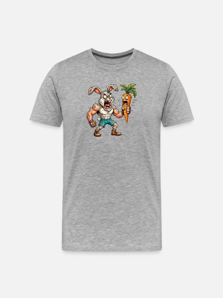 Angry rabbit and carrot - Men's Premium Organic T-Shirt - heather grey