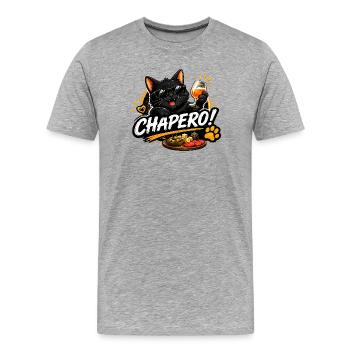 Chat noir Apéro Chic  - T-shirt bio Premium Homme - gris chiné - Devant - Damien (186cm)