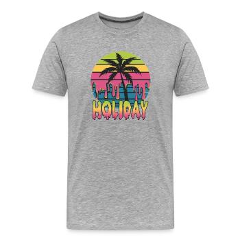 Bunte Palmen Holiday Vibes - Männer Premium Bio T-Shirt - Grau meliert - Vorne - Damien (186cm)