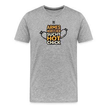 Armes Würstchen - Männer Premium Bio T-Shirt - Grau meliert - Vorne - Damien (186cm)