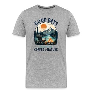 Good Days Coffee & Nature Illustration - Männer Premium Bio T-Shirt - Grau meliert - Vorne - Damien (186cm)