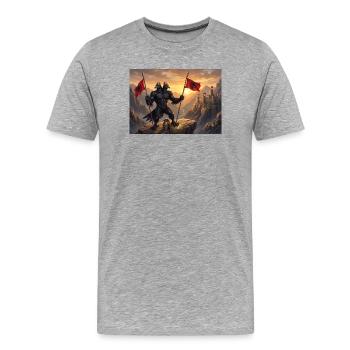 Aigle albanais - T-shirt bio Premium Homme - gris chiné - Devant - Damien (186cm)