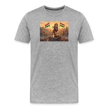 Kurdistan Lion - Männer Premium Bio T-Shirt - Grau meliert - Vorne - Damien (186cm)
