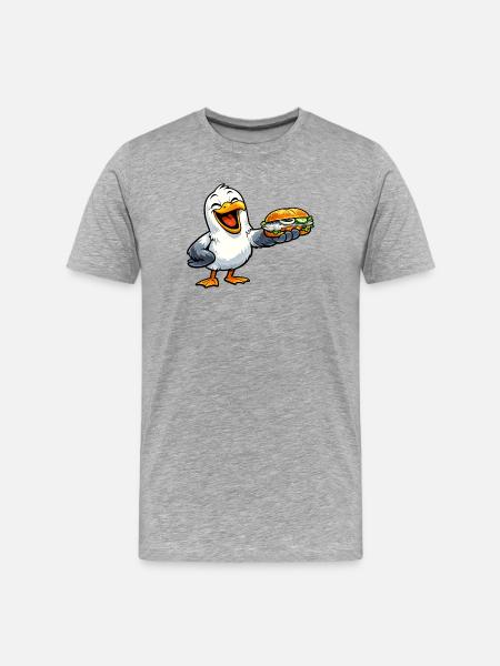 Mouette avec poisson - T-shirt bio Premium Homme - gris chiné