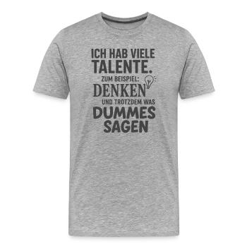 Drôle de dicton : concevoir de nombreux talents - T-shirt bio Premium Homme - gris chiné - Devant - Damien (186cm)