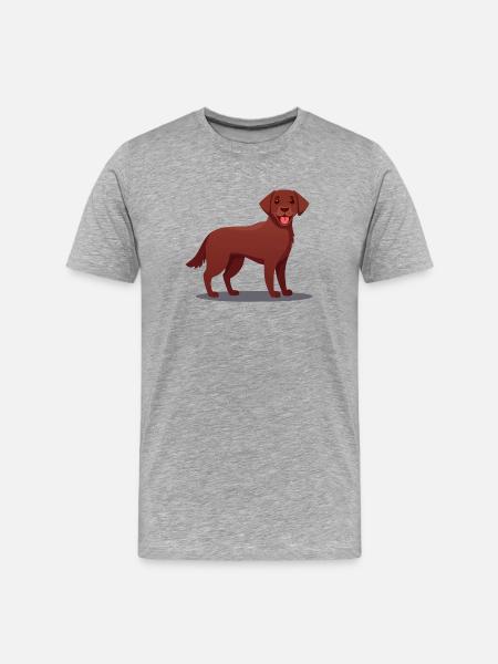 Dunkelbrauner Labrador (Comic) - Männer Premium Bio T-Shirt - Grau meliert