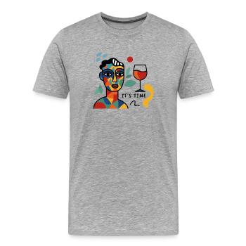 C’est l’heure du vin Ambiance Portrait abstrait - T-shirt bio Premium Homme - gris chiné - Devant - Damien (186cm)