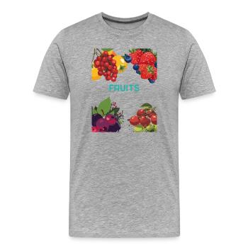 Fruits Colorés - Thème Tropical - T-shirt bio Premium Homme - gris chiné - Devant - Damien (186cm)