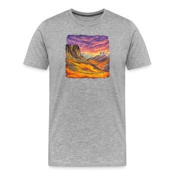 Canyon Adventure – Illustration rétro - T-shirt bio Premium Homme - gris chiné - Devant - Damien (186cm)