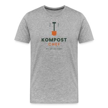Kompost-Chef – Hier gärt was Großes - Männer Premium Bio T-Shirt - Grau meliert - Vorne - Damien (186cm)