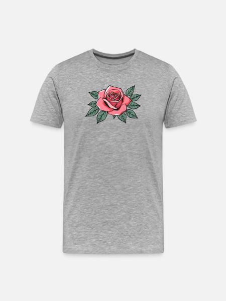 Red Rose Floral Gift Birthday - Men's Premium Organic T-Shirt - heather grey