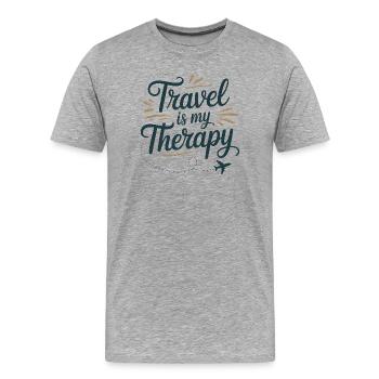 Le voyage est ma thérapie - T-shirt bio Premium Homme - gris chiné - Devant - Damien (186cm)