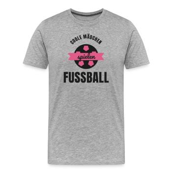 Coole Mädchen spielen Fußball Geschenk Fussball - Männer Premium Bio T-Shirt - Grau meliert - Vorne - Damien (186cm)