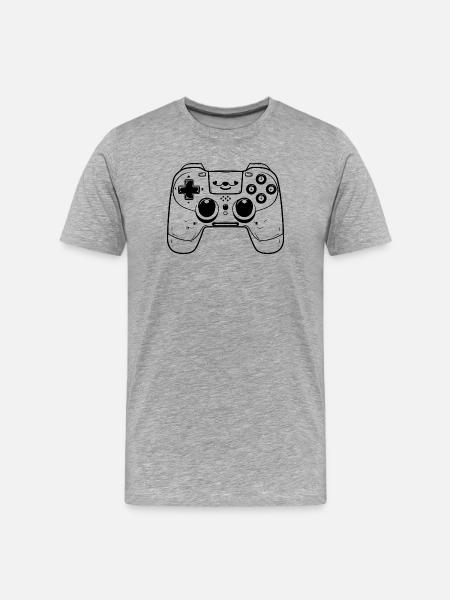 Gaming Controller Skizze - Männer Premium Bio T-Shirt - Grau meliert