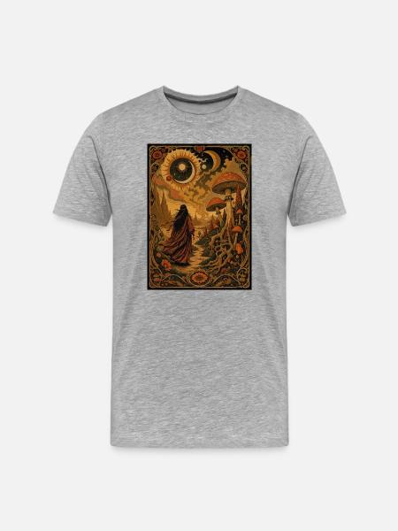 Mushroom Path under Lunar Sun - Men's Premium Organic T-Shirt - heather grey