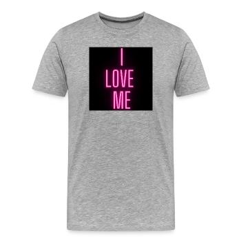 I Love Myself Neon Design - Men's Premium Organic T-Shirt - heather grey - Front - Damien (186cm)