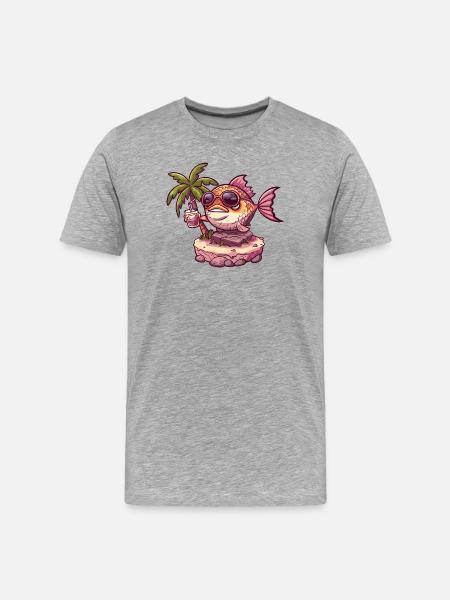 Piranha Fish Summer Holiday - Men's Premium Organic T-Shirt - heather grey