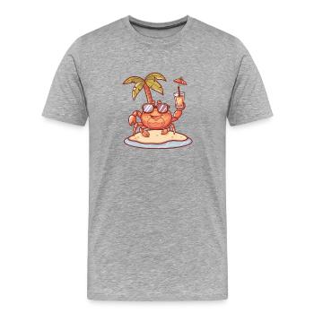Vacances d’été Crabe Crabe - T-shirt bio Premium Homme - gris chiné - Devant - Damien (186cm)