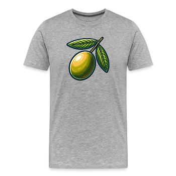 Vintage-Olivenzweig-Illustration - Männer Premium Bio T-Shirt - Grau meliert - Vorne - Damien (186cm)
