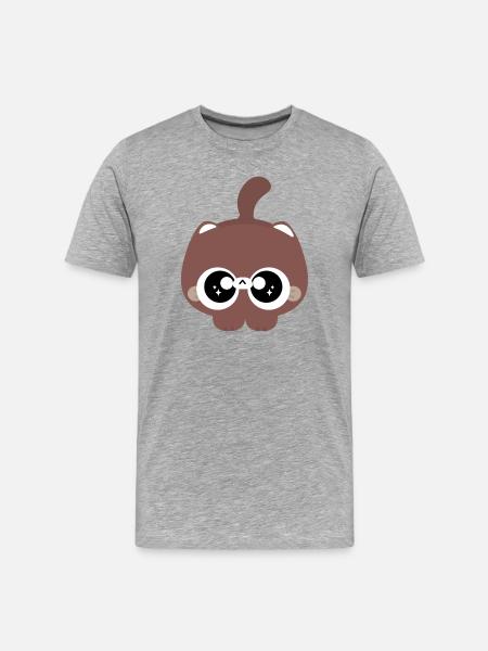 Braune Blob-Katze - Männer Premium Bio T-Shirt - Grau meliert