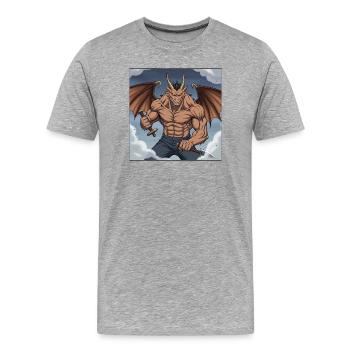 GIDAGI Fitness-Cartoons-Sammlung - Männer Premium Bio T-Shirt - Grau meliert - Vorne - Damien (186cm)