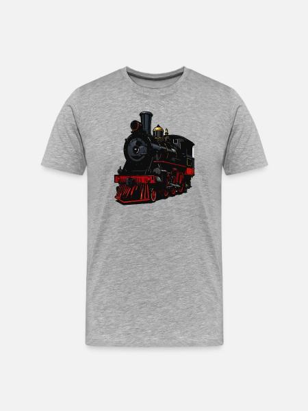 Dampflok Retro-Look - Männer Premium Bio T-Shirt - Grau meliert