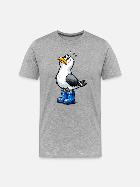 Mouette inquiète - T-shirt bio Premium Homme - gris chiné