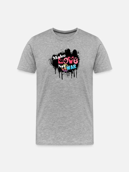 Love and Peace Not War - Men's Premium Organic T-Shirt - heather grey