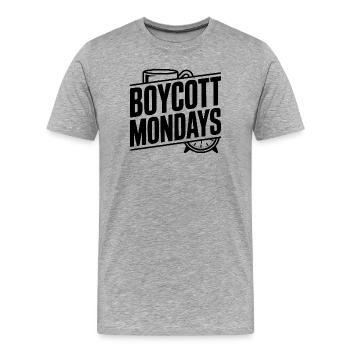 Boycott Mondays - T-shirt bio Premium Homme - gris chiné - Devant - Damien (186cm)