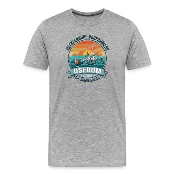 Usedom Inselidylle am Sonnenuntergang - Männer Premium Bio T-Shirt - Grau meliert - Vorne - Damien (186cm)